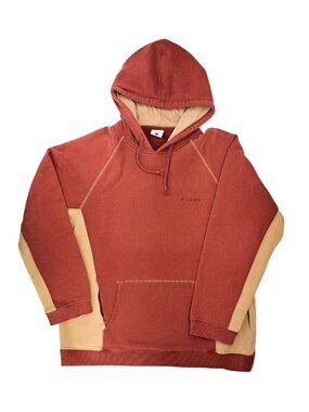 Columbia Men Size Large Two-Tone Rust Beige Pullover Hoodie Hart Mountain Soft